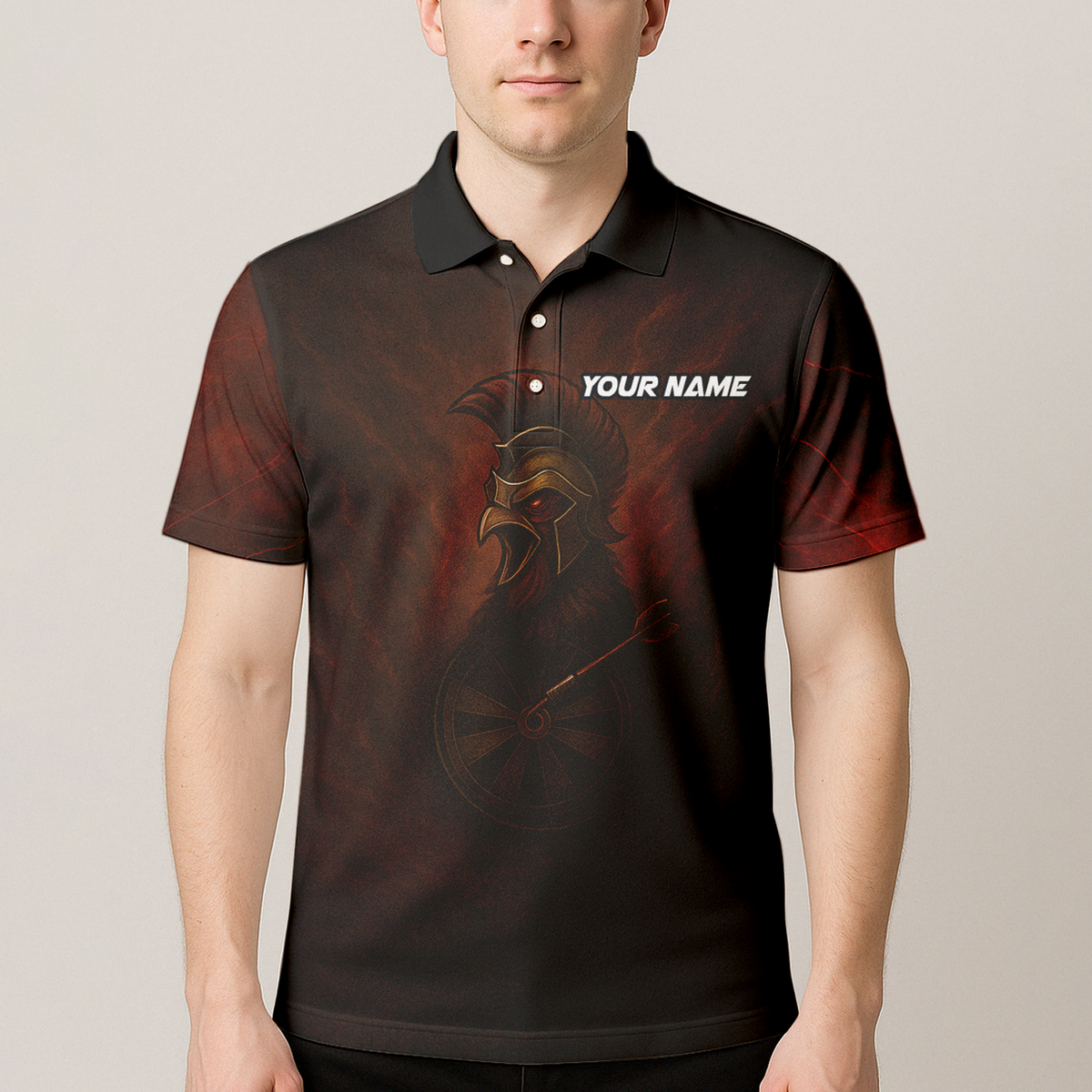 Custom Spartan Rooster Dart Polo Shirt Red Brown additional image 4