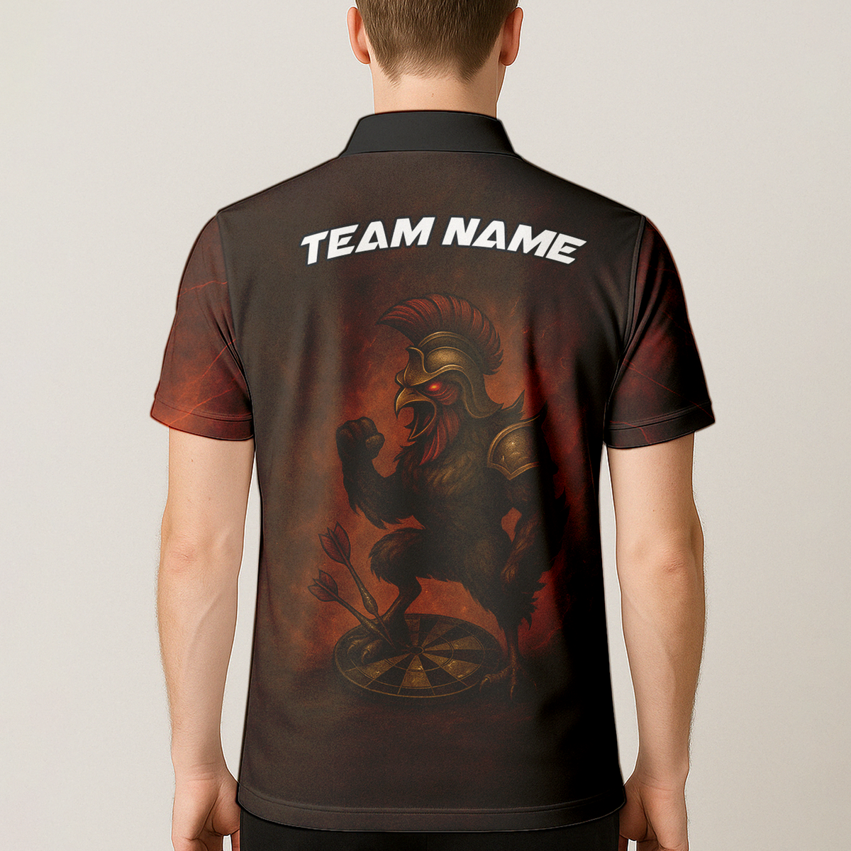 Custom Spartan Rooster Dart Polo Shirt Red Brown additional image 5