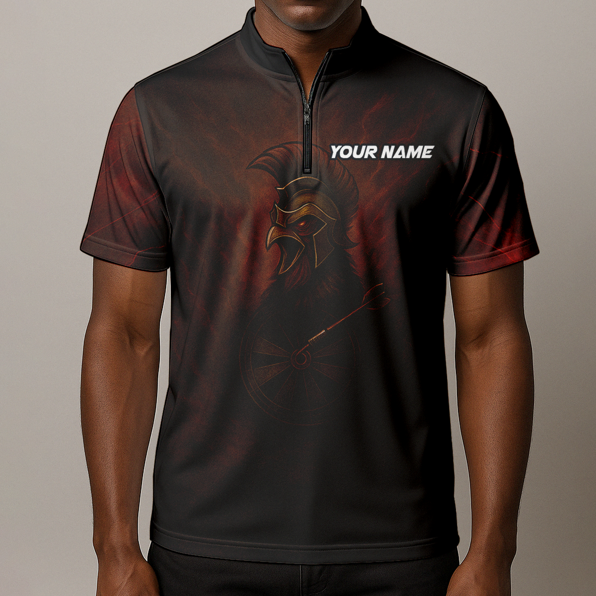 Custom Spartan Rooster Dart Polo Shirt Red Brown additional image 8