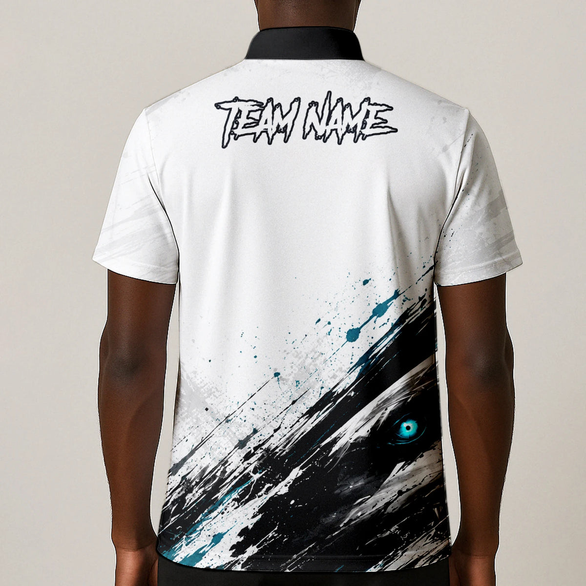 Personalised White Black Teal Shark Darts Shirt For Men D067
