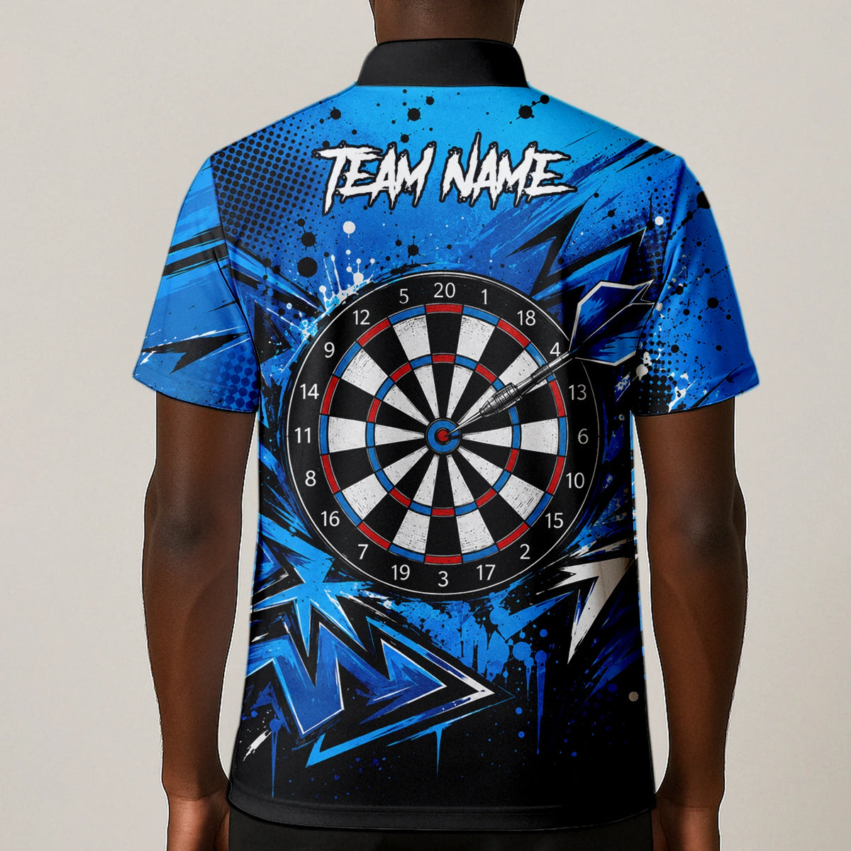 Personalised Blue & Black Bulldog Darts Shirt For Men D529