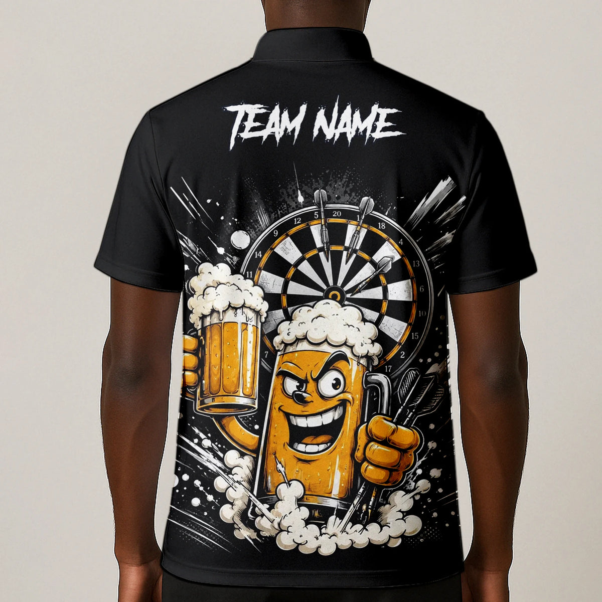 Personalised Beer Mug Darts Polo Shirt For Men S555