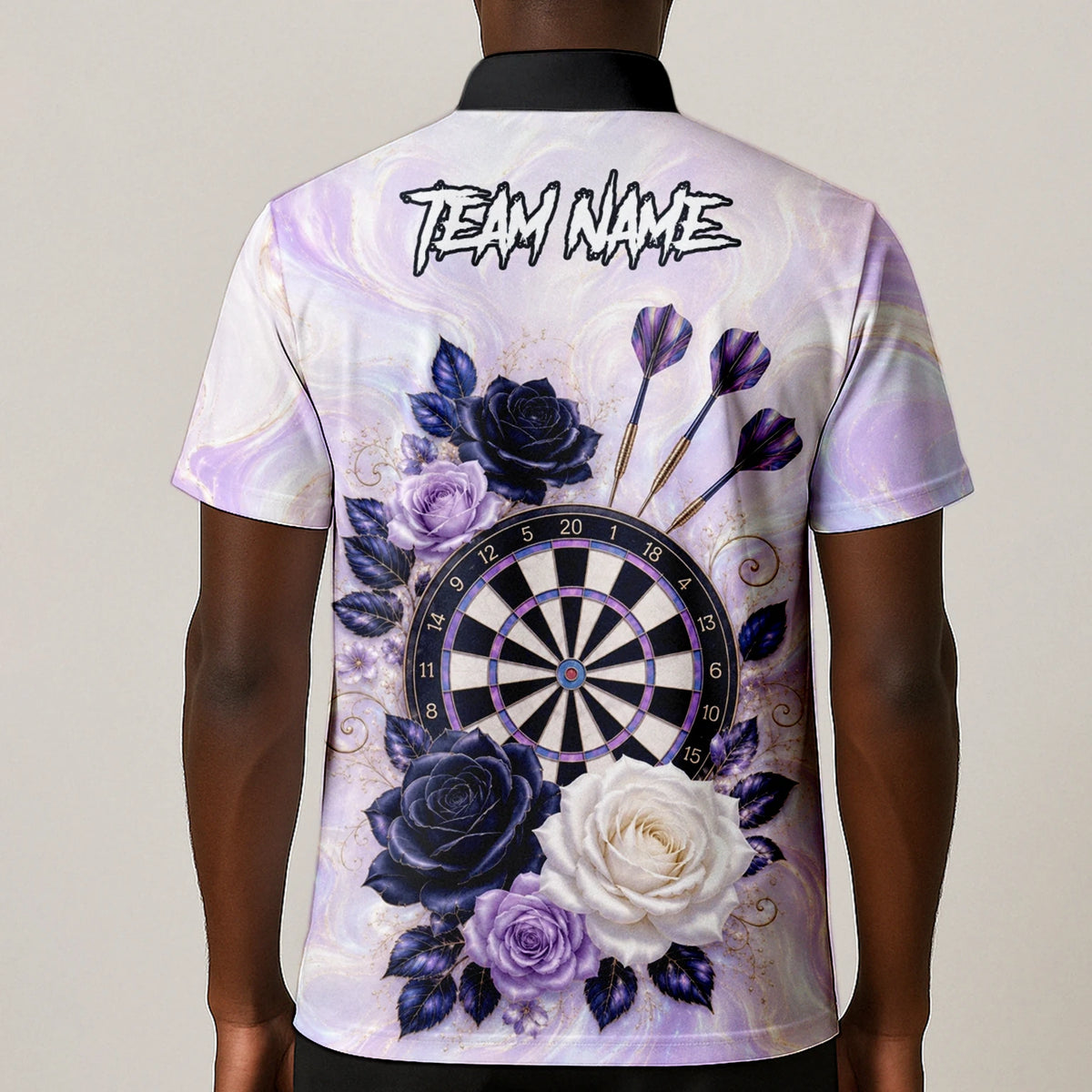 Personalised Purple Marble Rose Darts Polo Shirt For Men S206