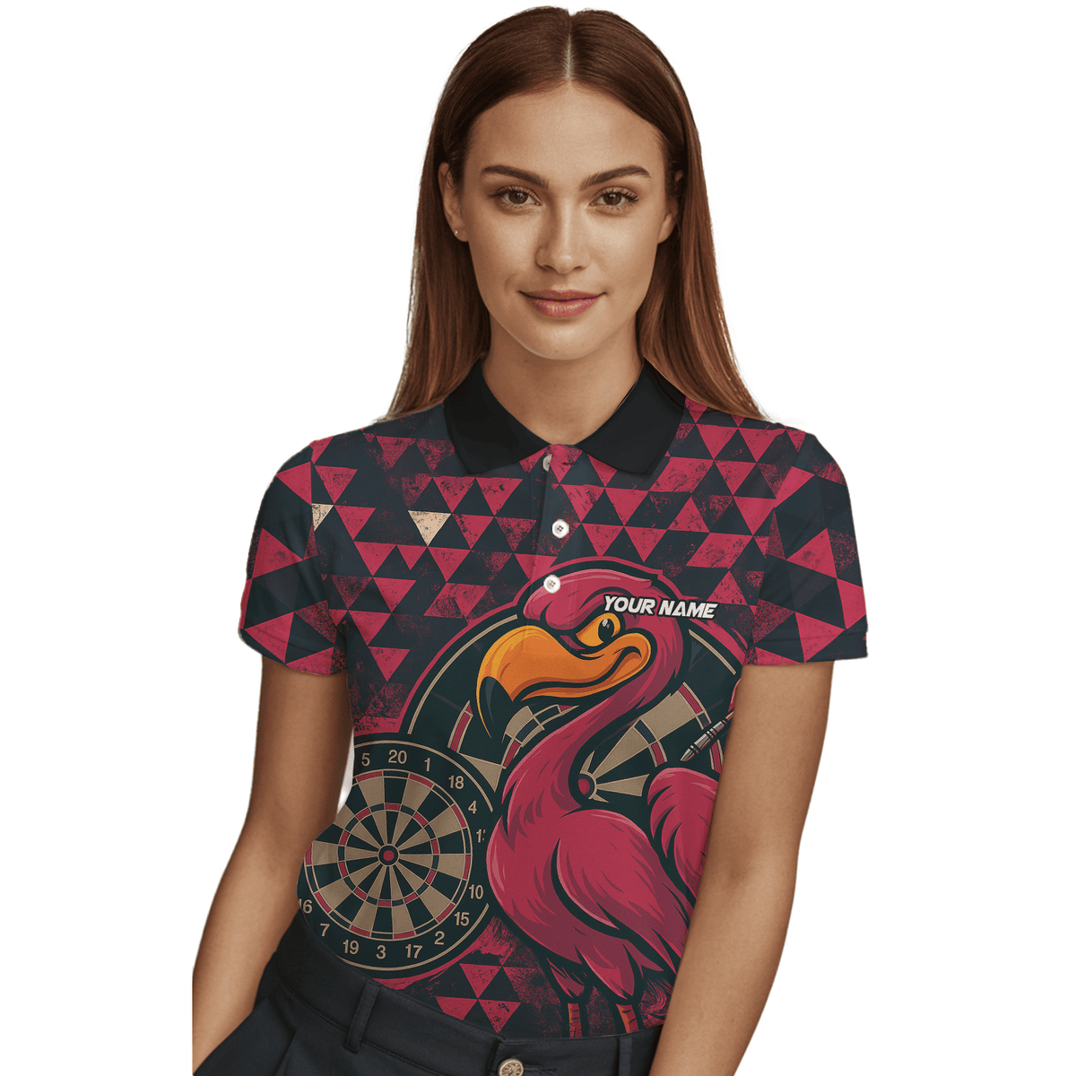 Personalized Red Eagle Dart Polo Shirt Black For Women C2269 additional image 3