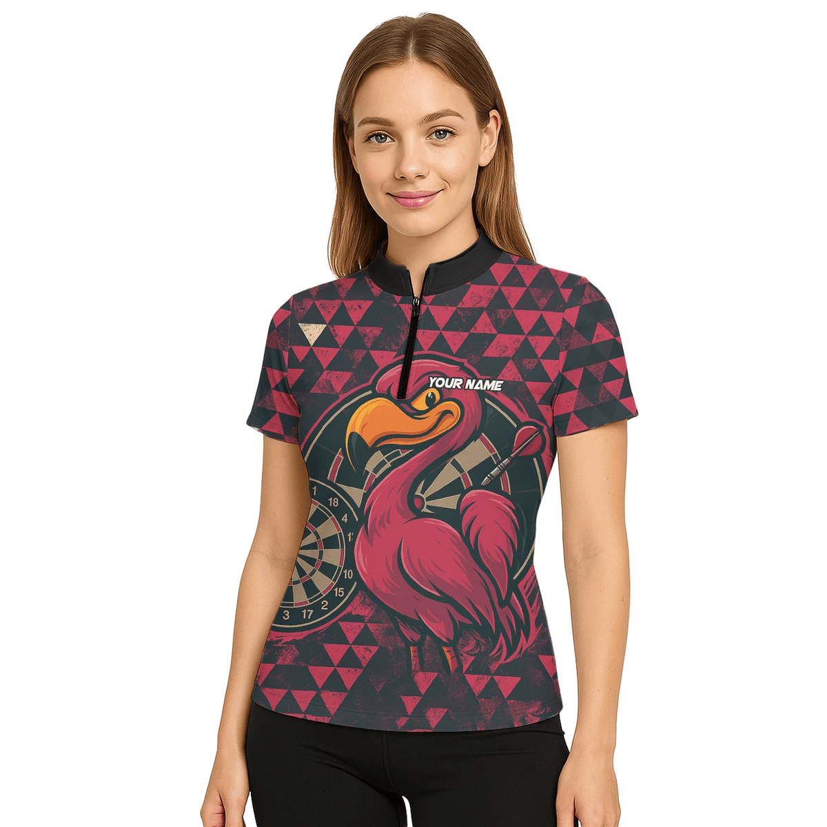 Personalized Red Eagle Dart Polo Shirt Black For Women C2269 additional image 5
