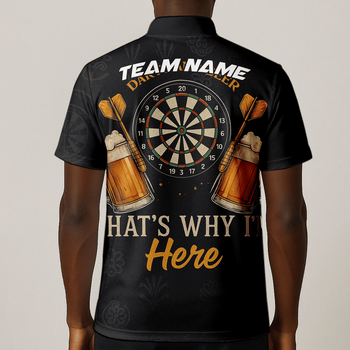 Custom Dart Polo Shirt Grim Reaper Beer Skull Black Orange for Men Y5103 additional image 1