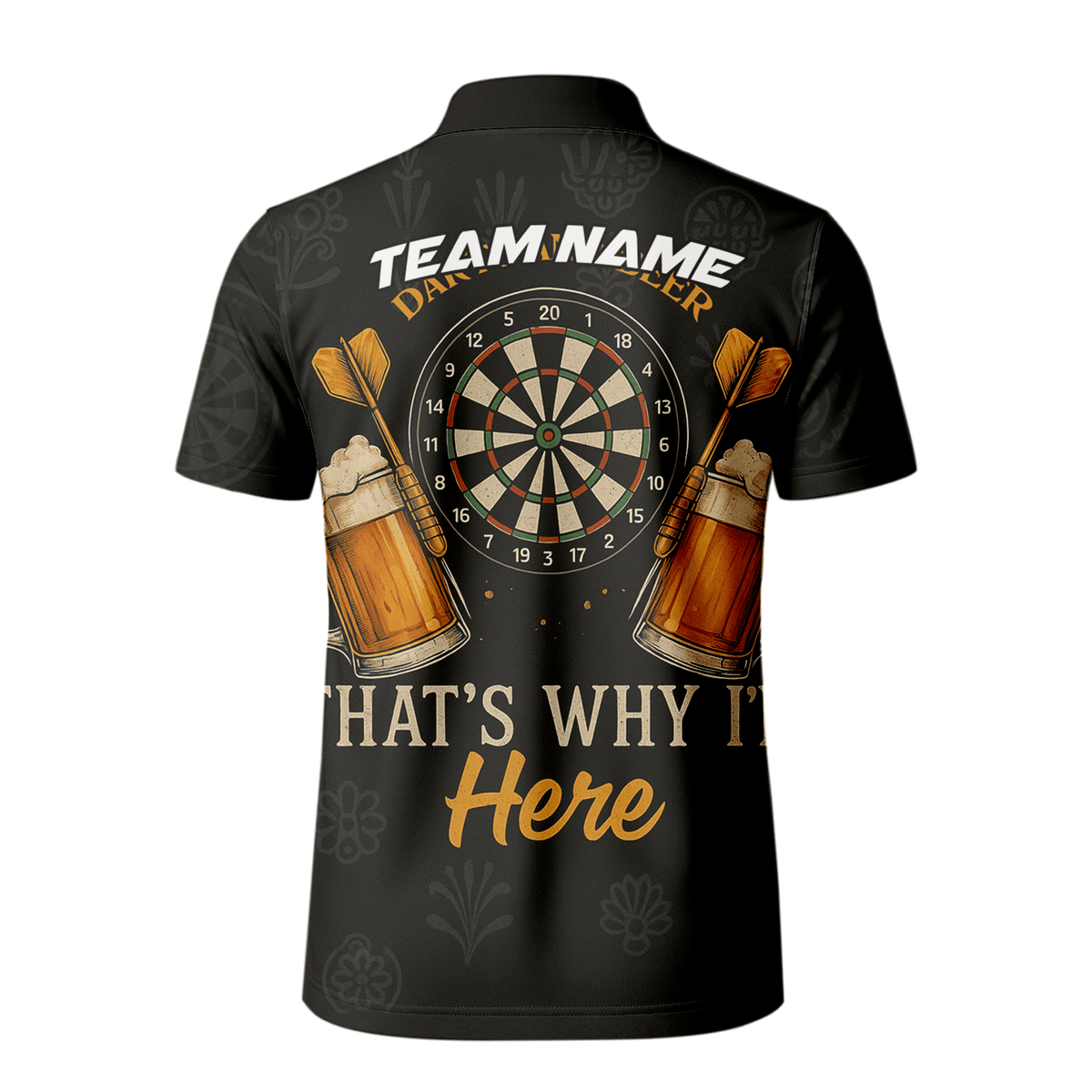 Custom Dart Polo Shirt Grim Reaper Beer Skull Black Orange for Men Y5103 additional image 3