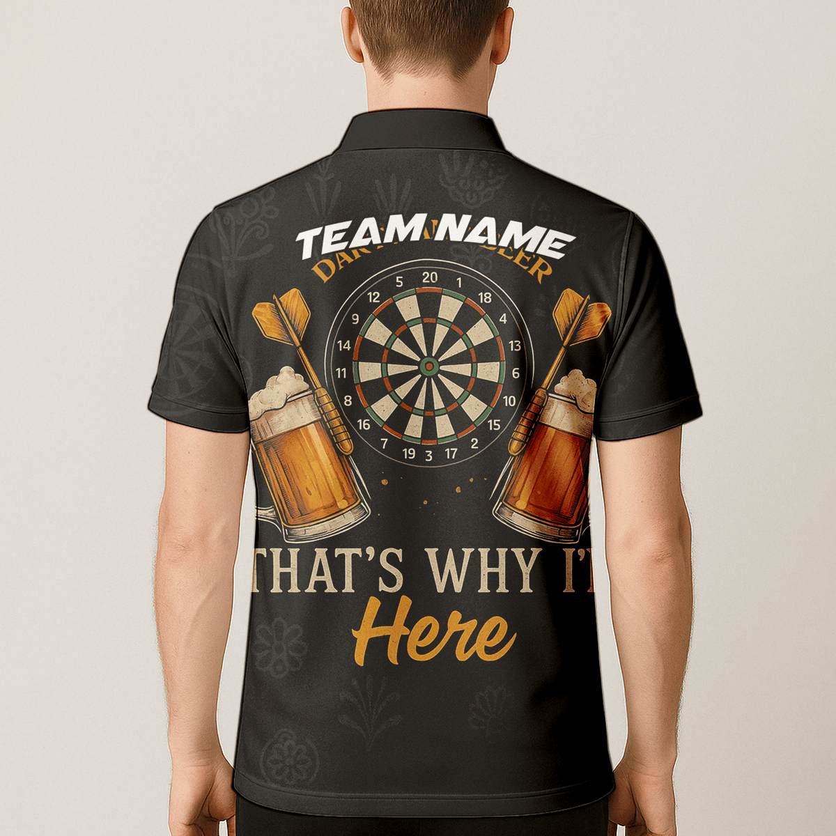 Custom Dart Polo Shirt Grim Reaper Beer Skull Black Orange for Men Y5103 additional image 5