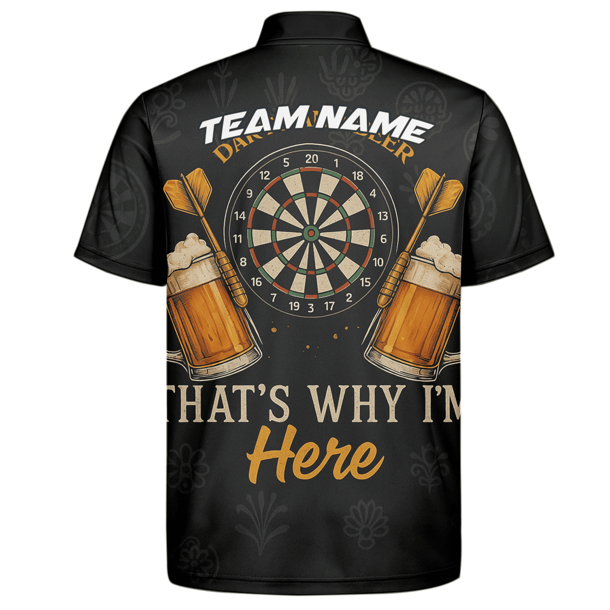 Custom Dart Polo Shirt Grim Reaper Beer Skull Black Orange for Men Y5103 additional image 7