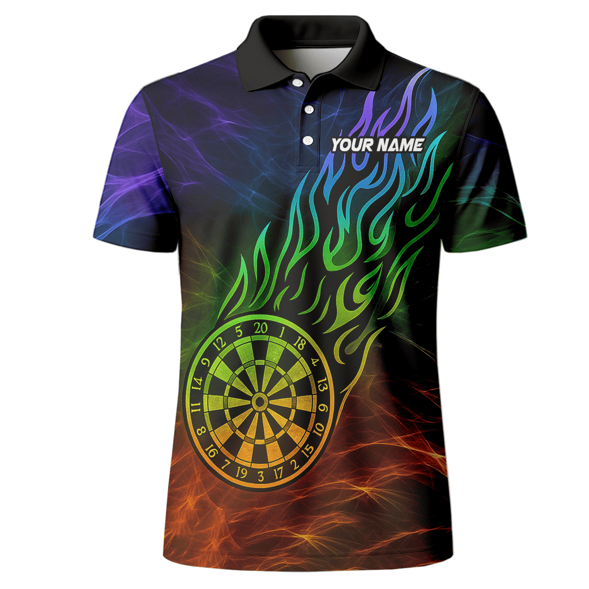 Personalized Rainbow Fire Dart Polo Shirt Black For Men F1678 additional image 2