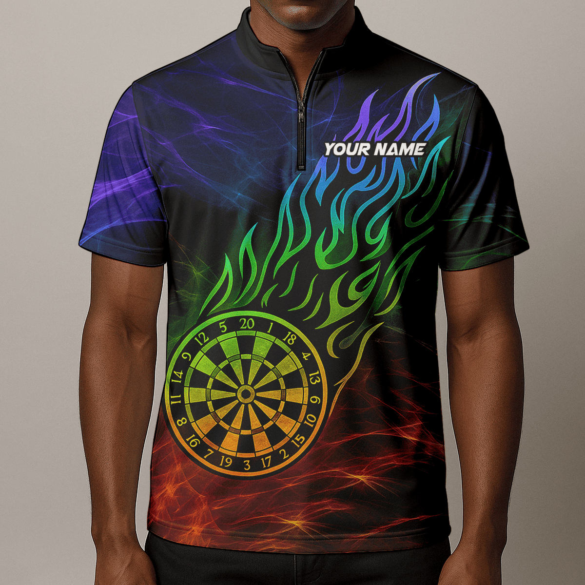 Personalized Rainbow Fire Dart Polo Shirt Black For Men F1678 additional image 8