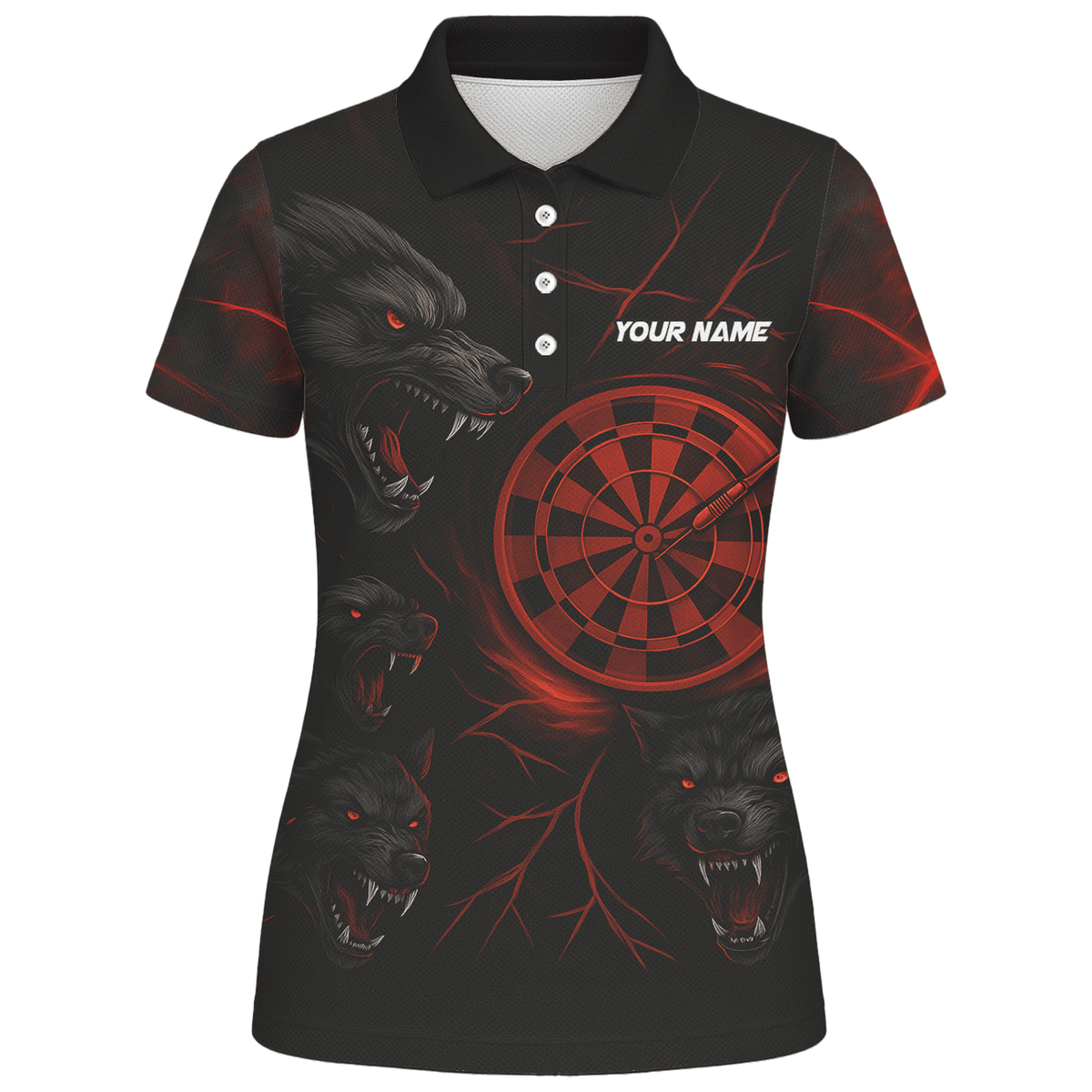 Personalized Black Red Wolf Darts Polo Shirt For Women W3505 additional image 1