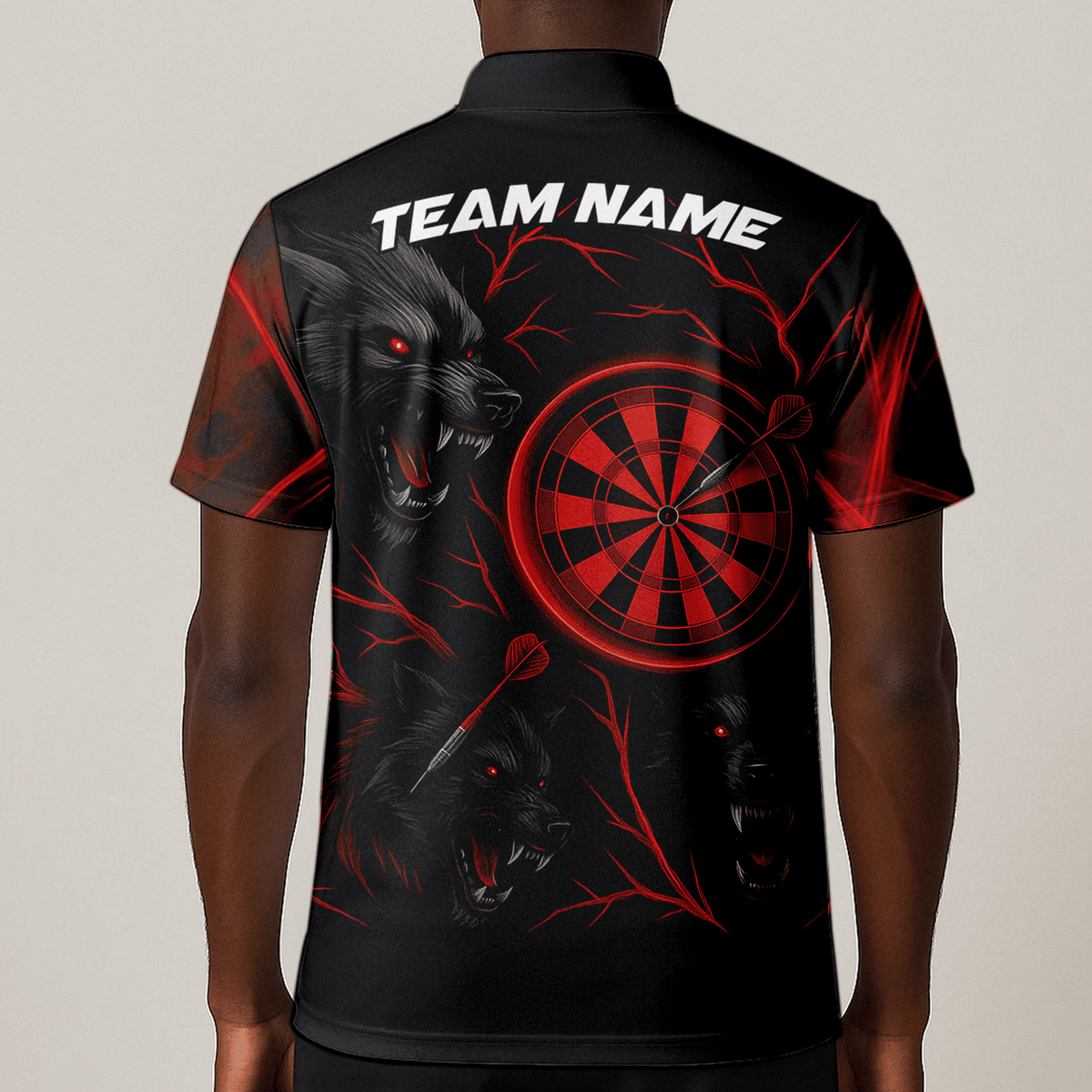 Personalized Black Red Wolf Darts Polo Shirt For Men W3505 additional image 1