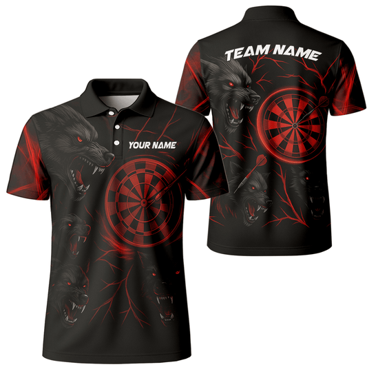 Personalized Black Red Wolf Darts Polo Shirt For Men W3505 main image - polo No
