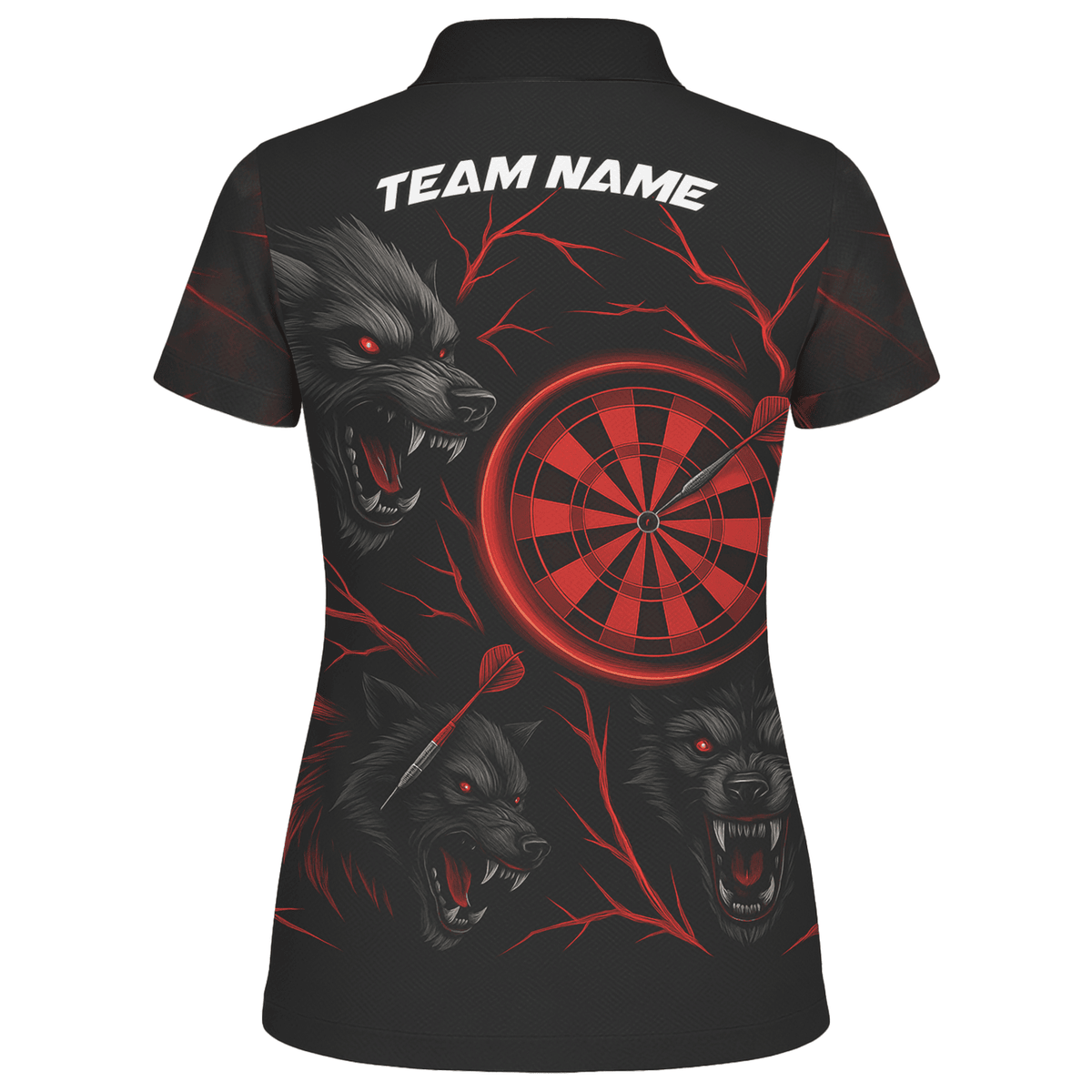 Personalized Black Red Wolf Darts Polo Shirt For Women W3505 additional image 2