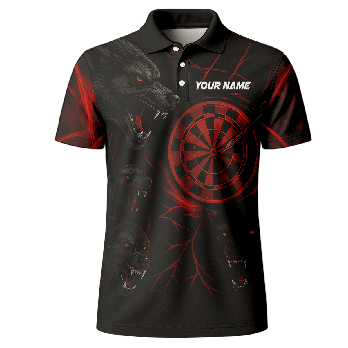 Personalized Black Red Wolf Darts Polo Shirt For Men W3505 additional image 2