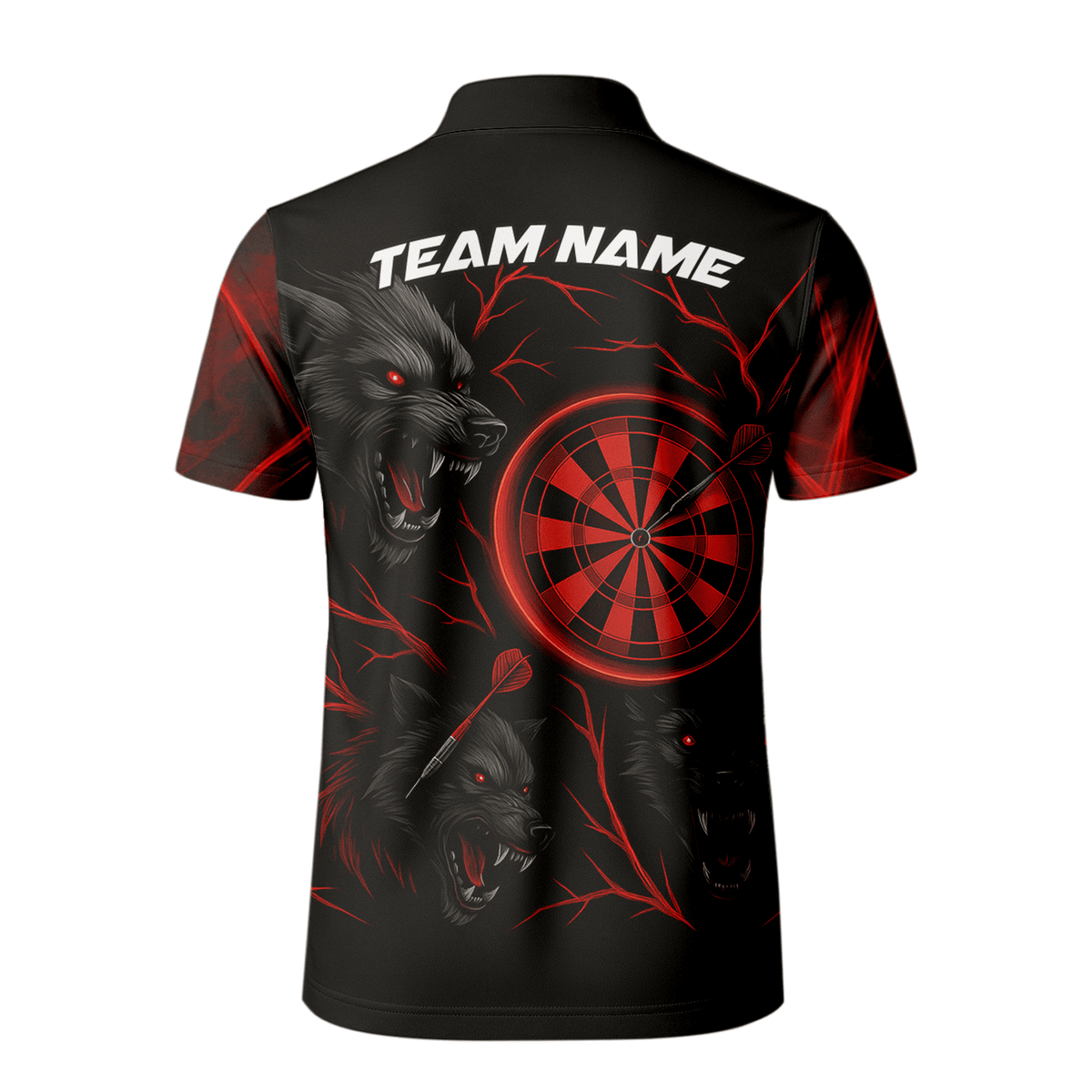 Personalized Black Red Wolf Darts Polo Shirt For Men W3505 additional image 3
