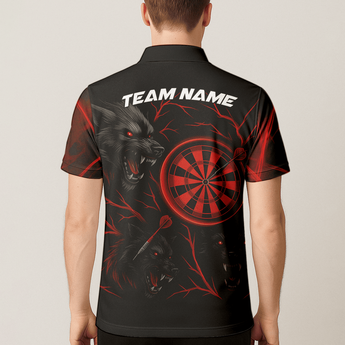 Personalized Black Red Wolf Darts Polo Shirt For Men W3505 additional image 5