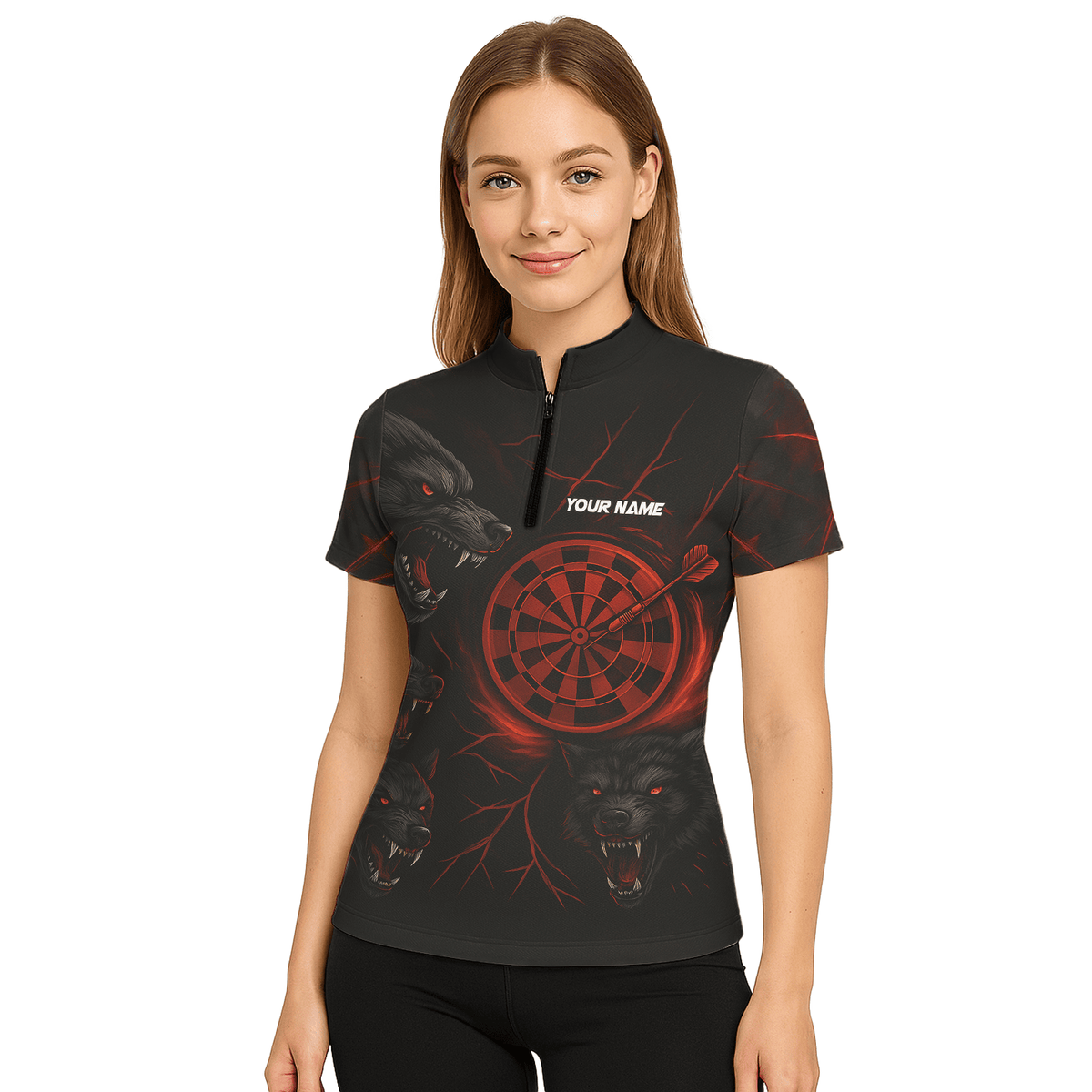 Personalized Black Red Wolf Darts Polo Shirt For Women W3505 additional image 5
