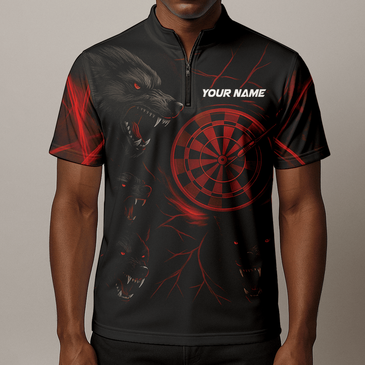 Personalized Black Red Wolf Darts Polo Shirt For Men W3505 additional image 8
