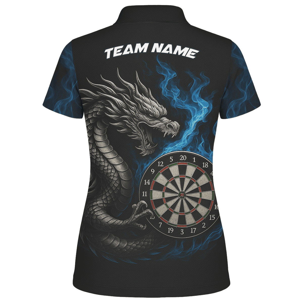 Personalized Dart Polo Shirt Custom Name Team Blue Flame Dragon Jersey For Women S7926 additional image 2