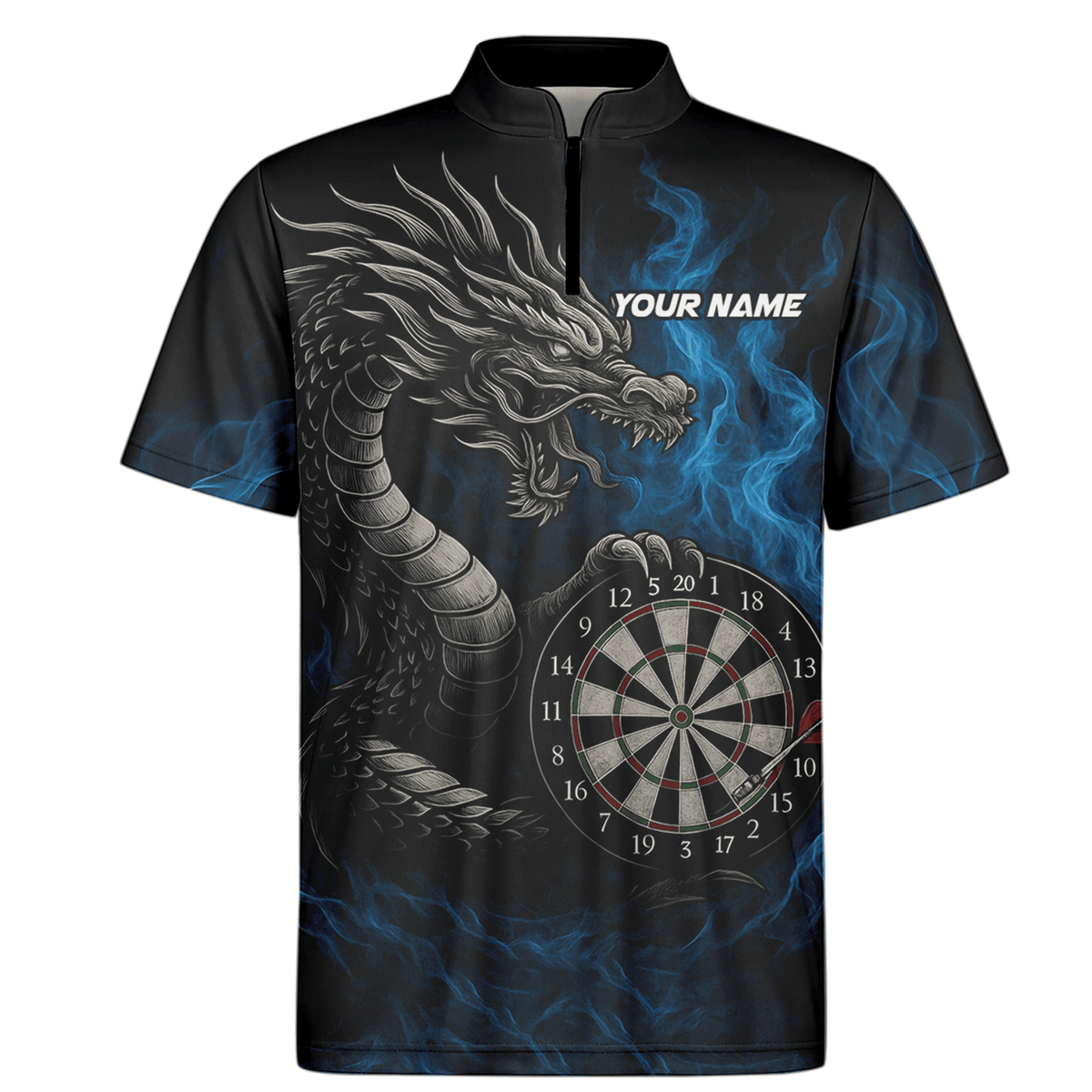Personalized Dart Polo Shirt Custom Name Team Blue Flame Dragon Jersey for Men S7926 additional image 6