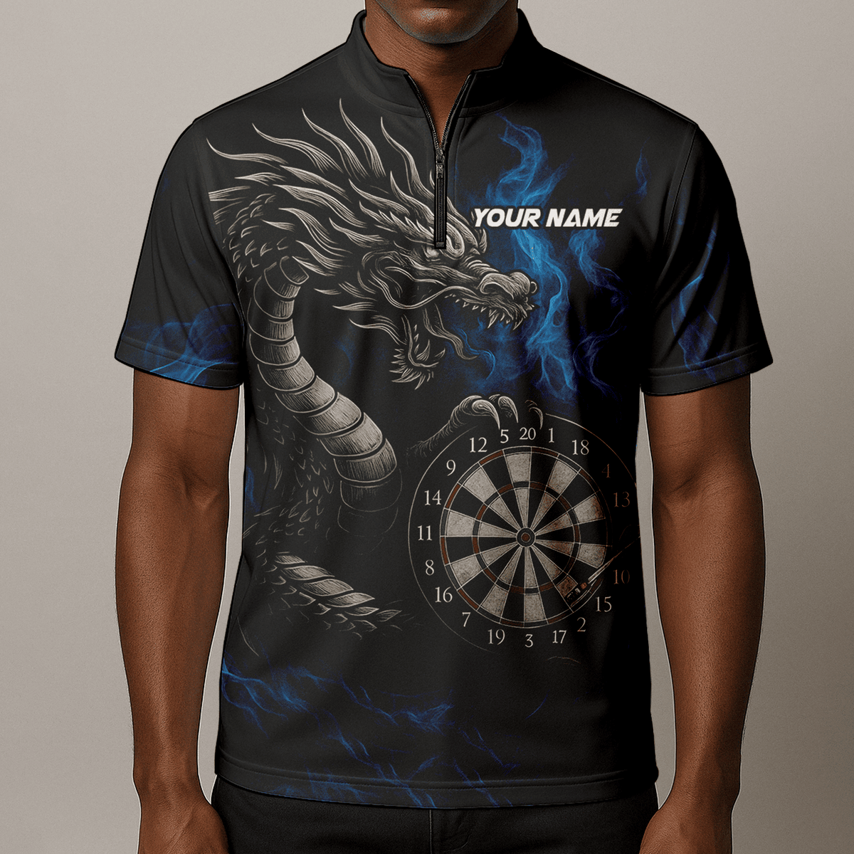 Personalized Dart Polo Shirt Custom Name Team Blue Flame Dragon Jersey for Men S7926 additional image 8