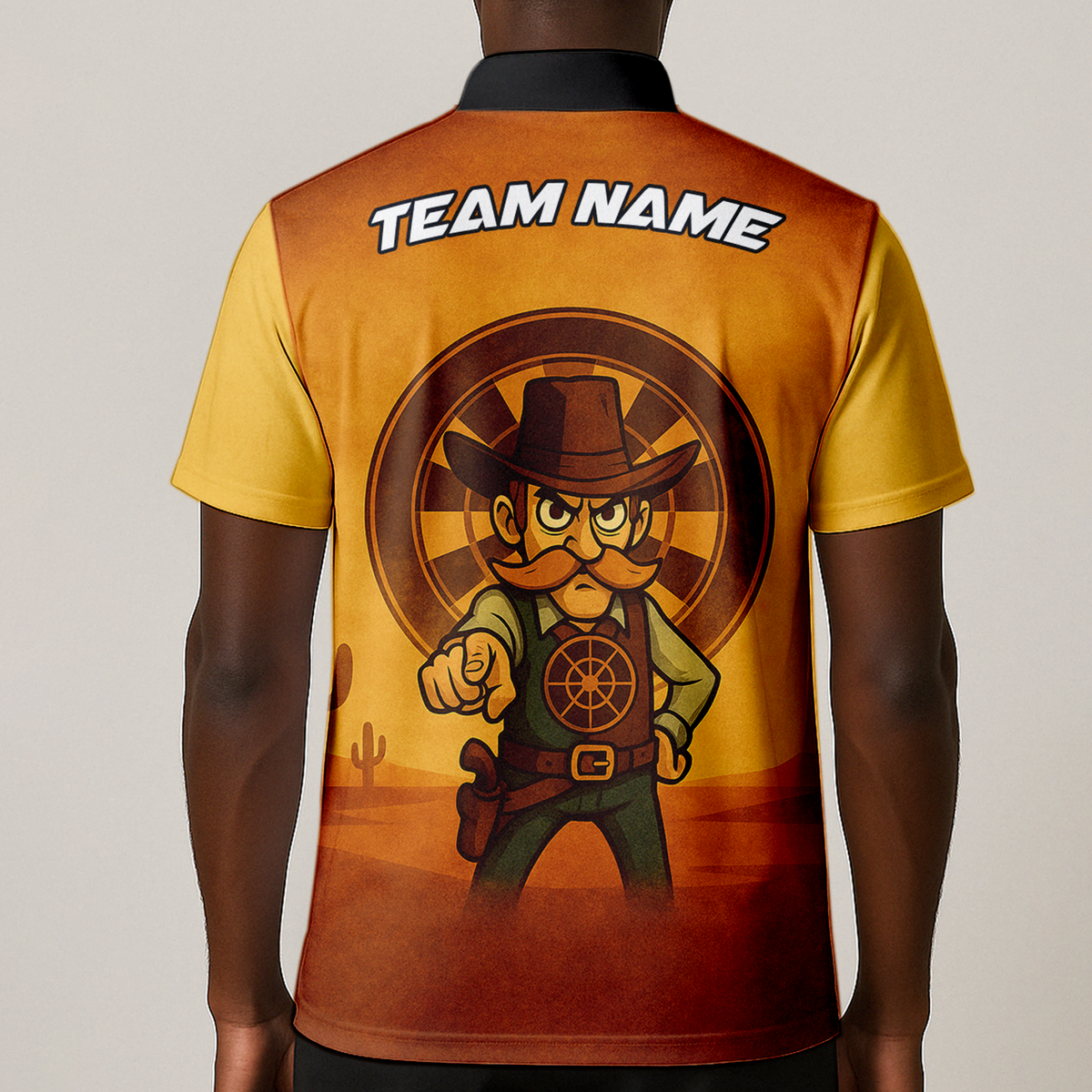Personalized Cowboy Wild West Dart Jersey Custom Name Team Polo Brown Yellow additional image 1