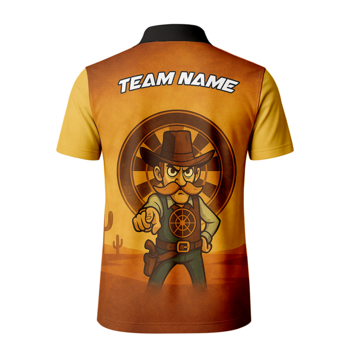Personalized Cowboy Wild West Dart Jersey Custom Name Team Polo Brown Yellow additional image 3