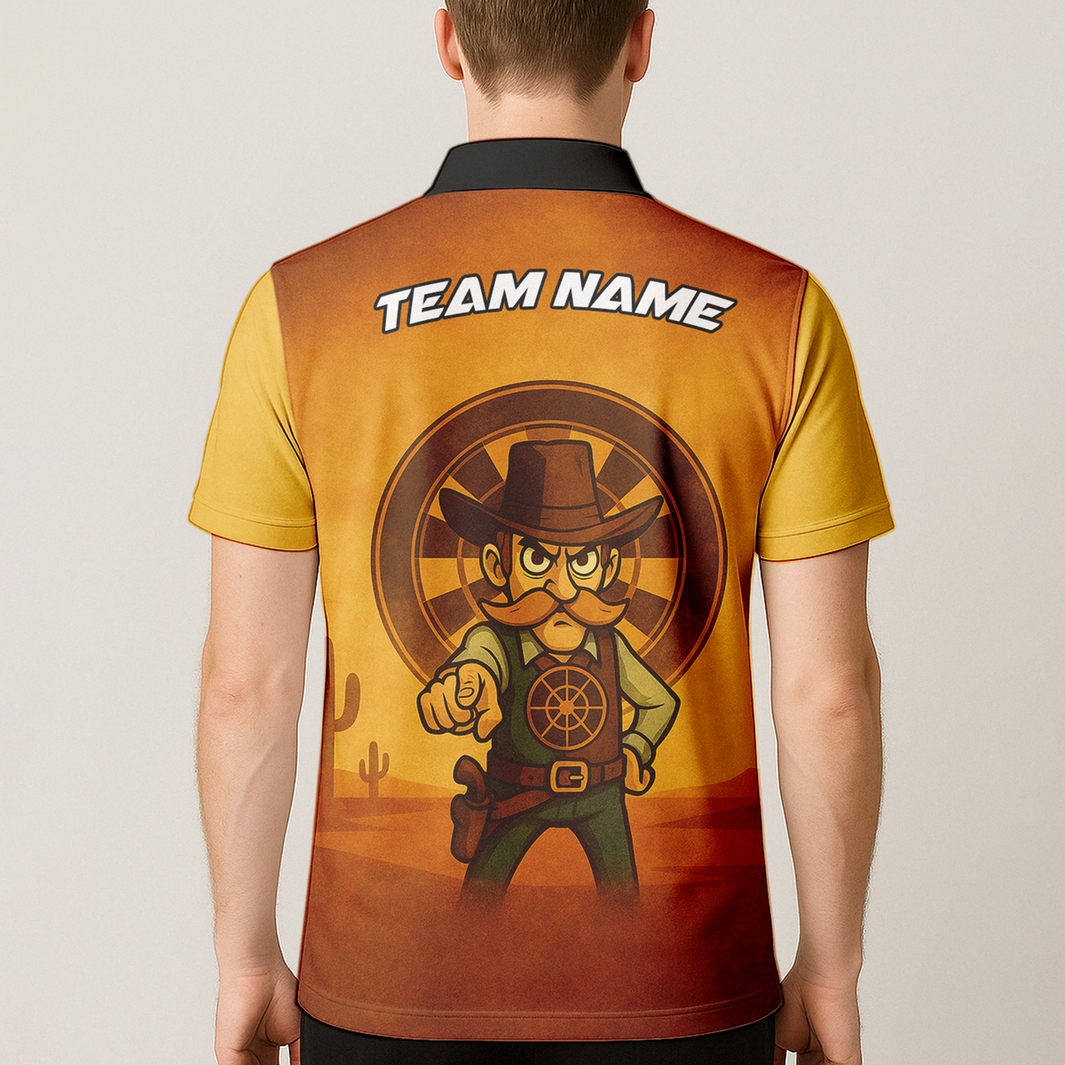 Personalized Cowboy Wild West Dart Jersey Custom Name Team Polo Brown Yellow additional image 5