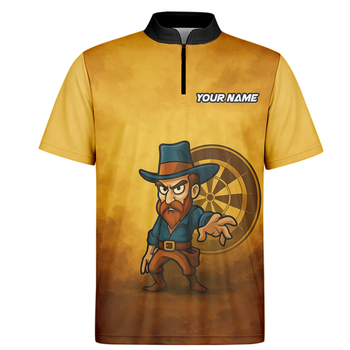 Personalized Cowboy Wild West Dart Jersey Custom Name Team Polo Brown Yellow additional image 6
