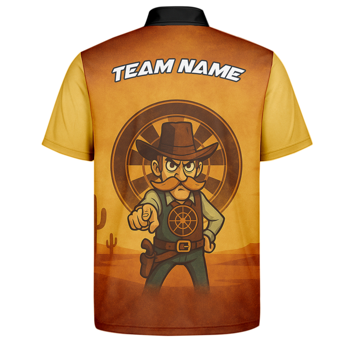 Personalized Cowboy Wild West Dart Jersey Custom Name Team Polo Brown Yellow additional image 7