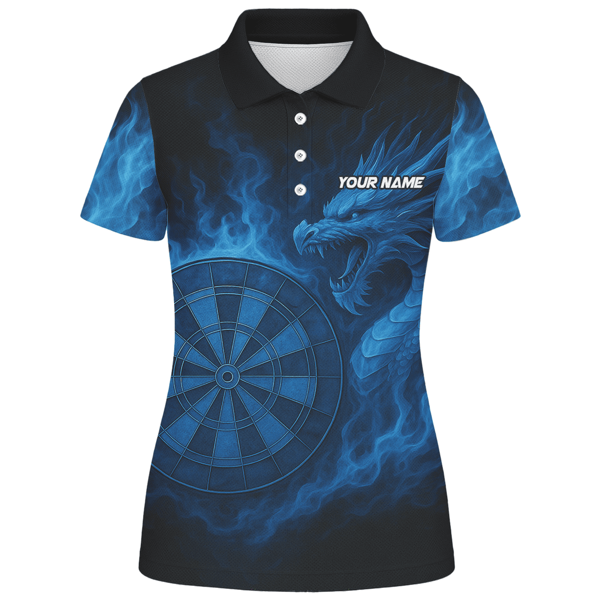 Personalized Blue Dragon Flame Dart Shirt Black For Women U7656 additional image 1
