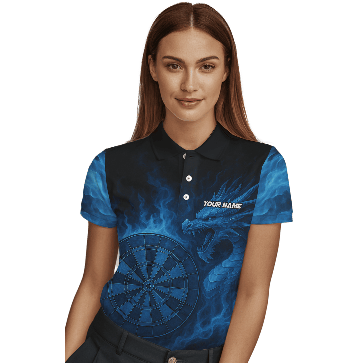 Personalized Blue Dragon Flame Dart Shirt Black For Women U7656 additional image 3