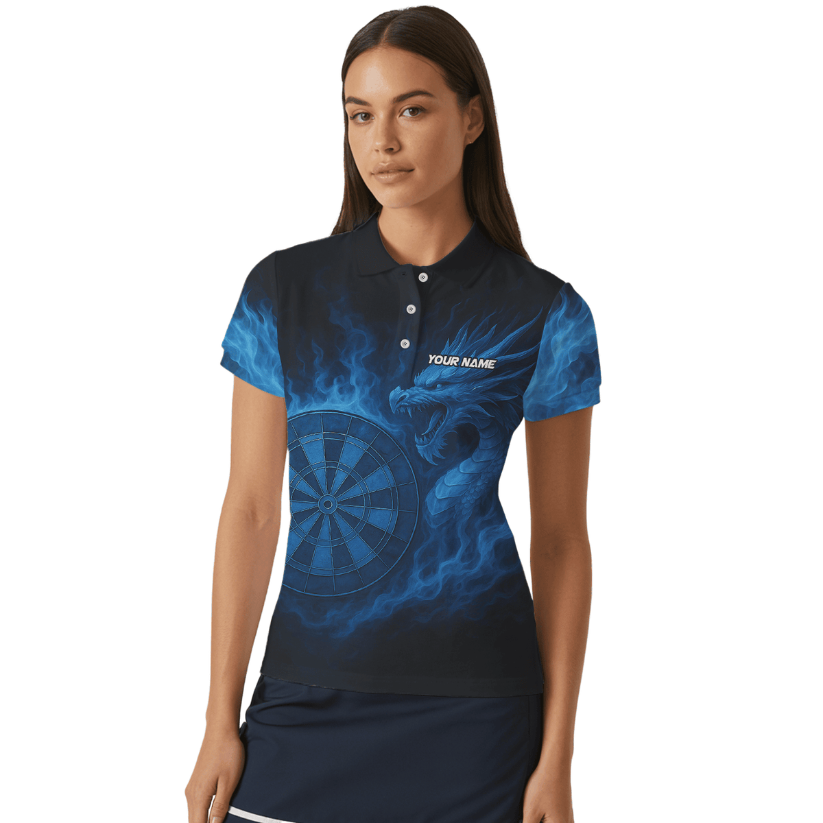 Personalized Blue Dragon Flame Dart Shirt Black For Women U7656 additional image 4