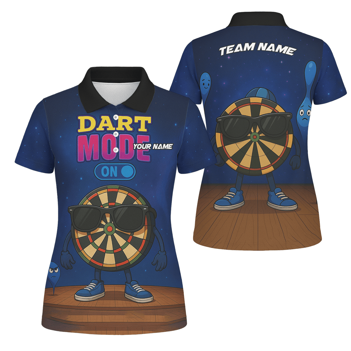 Personalized Dart Mode On Funny Dartboard Polo Shirt Navy Blue For Women G6020 main image - polo No
