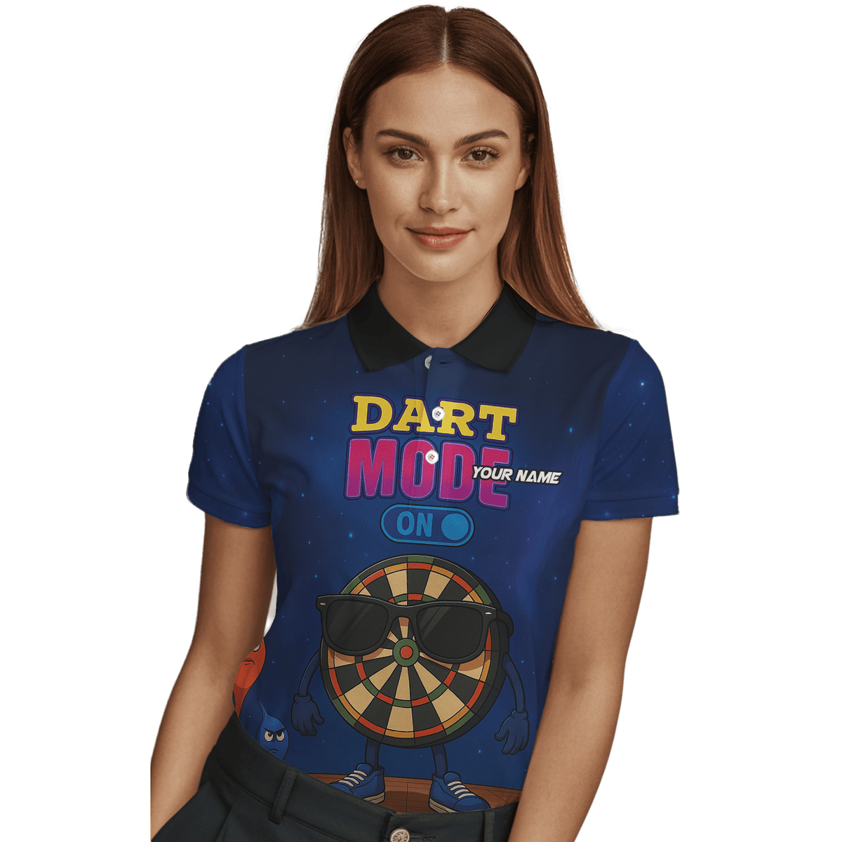 Personalized Dart Mode On Funny Dartboard Polo Shirt Navy Blue For Women G6020 additional image 3