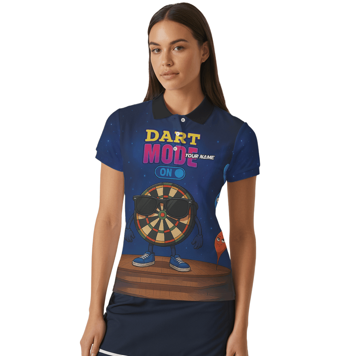 Personalized Dart Mode On Funny Dartboard Polo Shirt Navy Blue For Women G6020 additional image 4