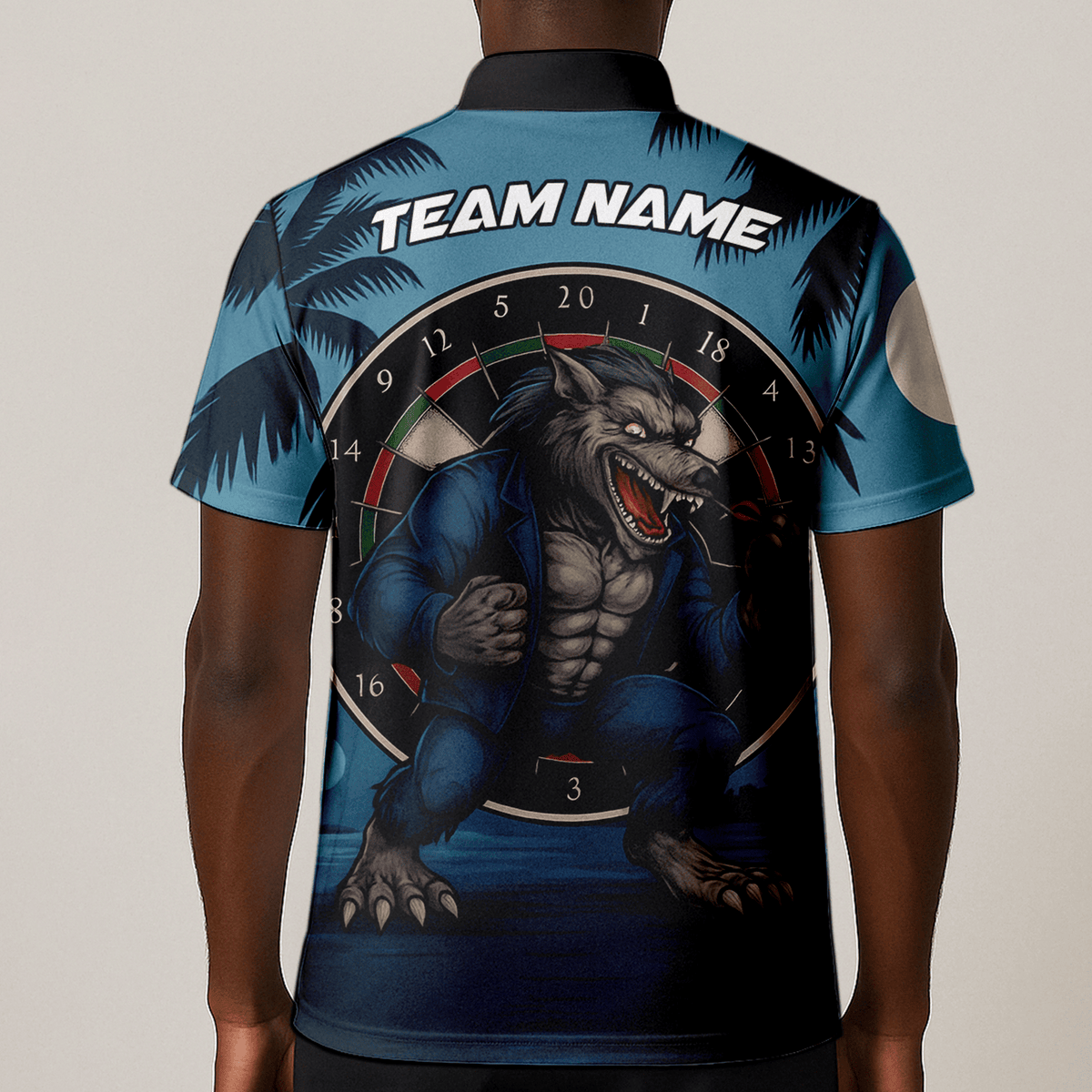 Personalized Werewolf Dart Polo Shirt Blue Tropical Night For Men O7902 additional image 1