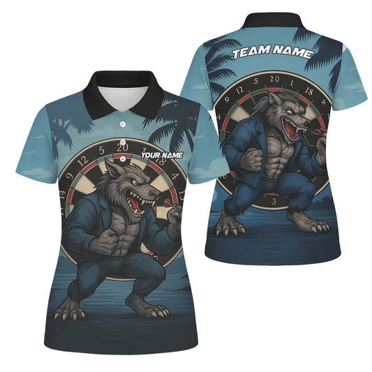 Personalized Werewolf Dart Polo Shirt Blue Tropical Night For Women O7902 main image - polo No
