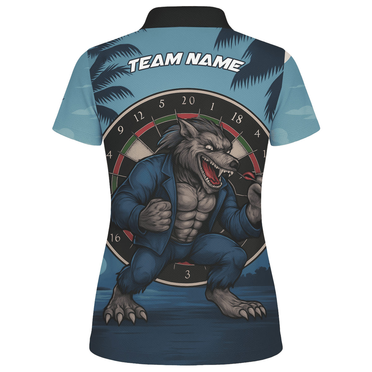 Personalized Werewolf Dart Polo Shirt Blue Tropical Night For Women O7902 additional image 2