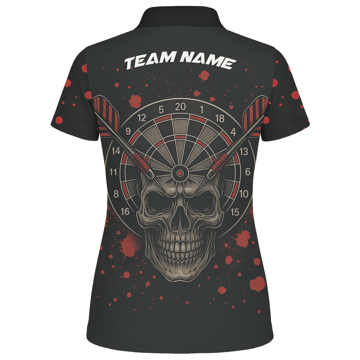 Personalized Grunge Skull Darts Polo Shirt Black Red For Women A5652 additional image 2