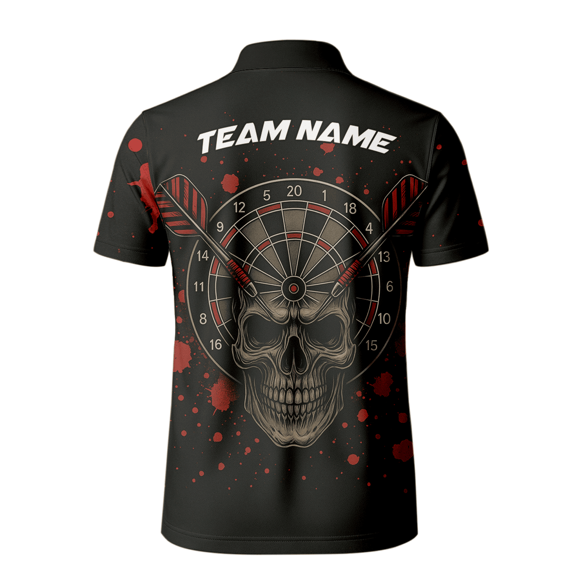 Personalized Grunge Skull Darts Polo Shirt Black Red for Men A5652 additional image 3