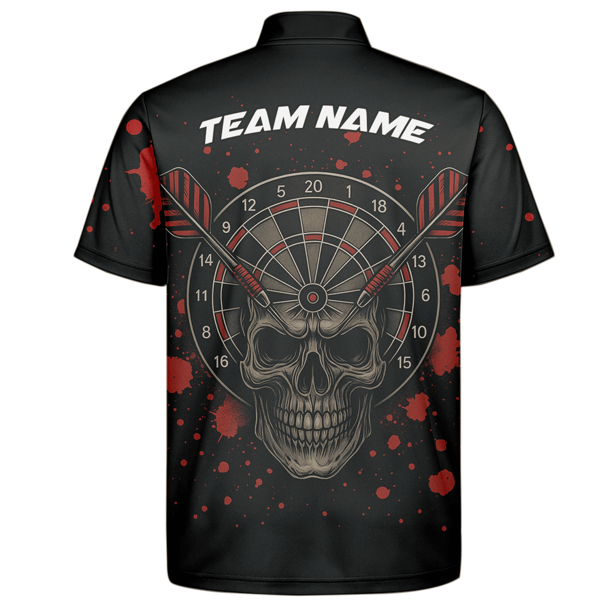 Personalized Grunge Skull Darts Polo Shirt Black Red for Men A5652 additional image 7