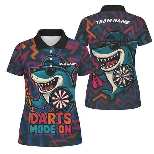 Personalized Cool Shark Darts Mode On Polo Shirt Black Multi-color For Women X0845 main image - polo No