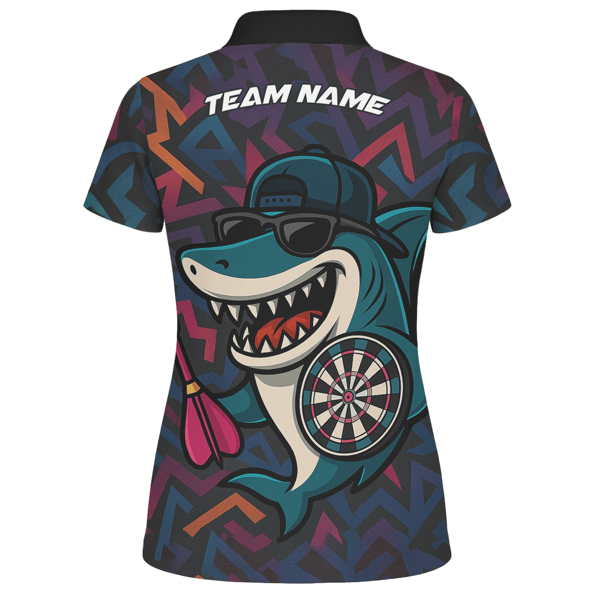 Personalized Cool Shark Darts Mode On Polo Shirt Black Multi-color For Women X0845 additional image 2