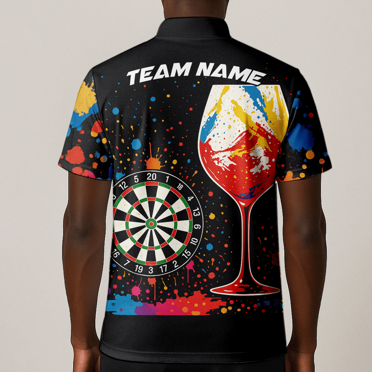 Personalized Colorful Paint Splatter Wine Glass Dart Polo Shirt For Men Q0247 additional image 1