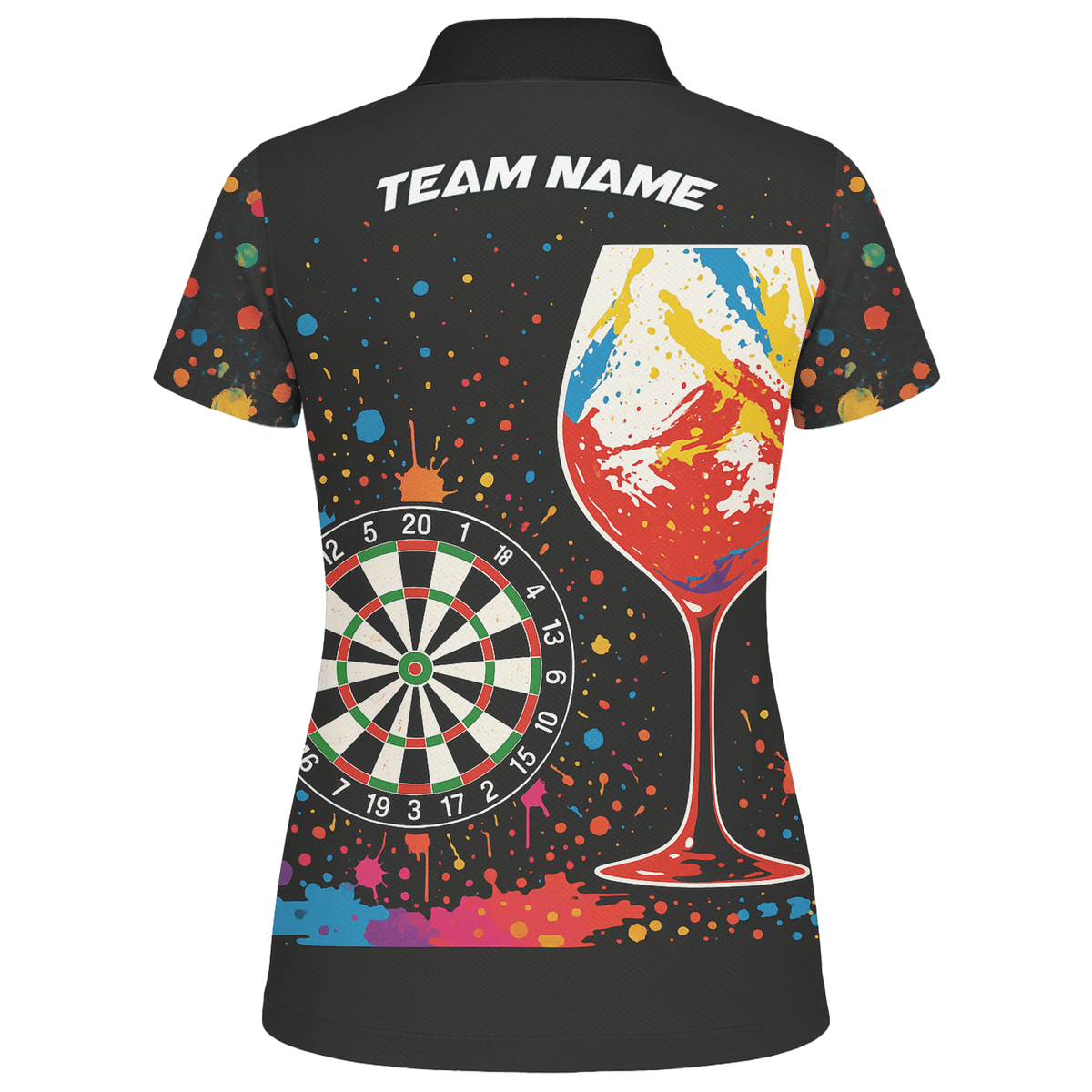 Personalized Colorful Paint Splatter Wine Glass Dart Polo Shirt For Women Q0247 additional image 2