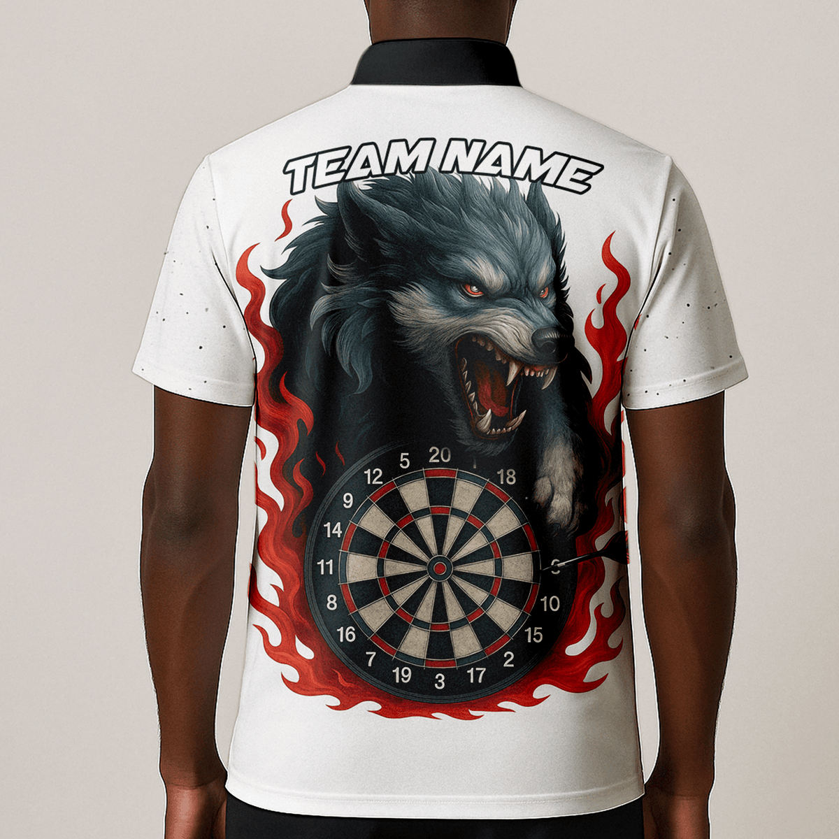 Personalized Roaring Wolf Fire Flame Dart Polo Shirt White for Men Z8408 additional image 1