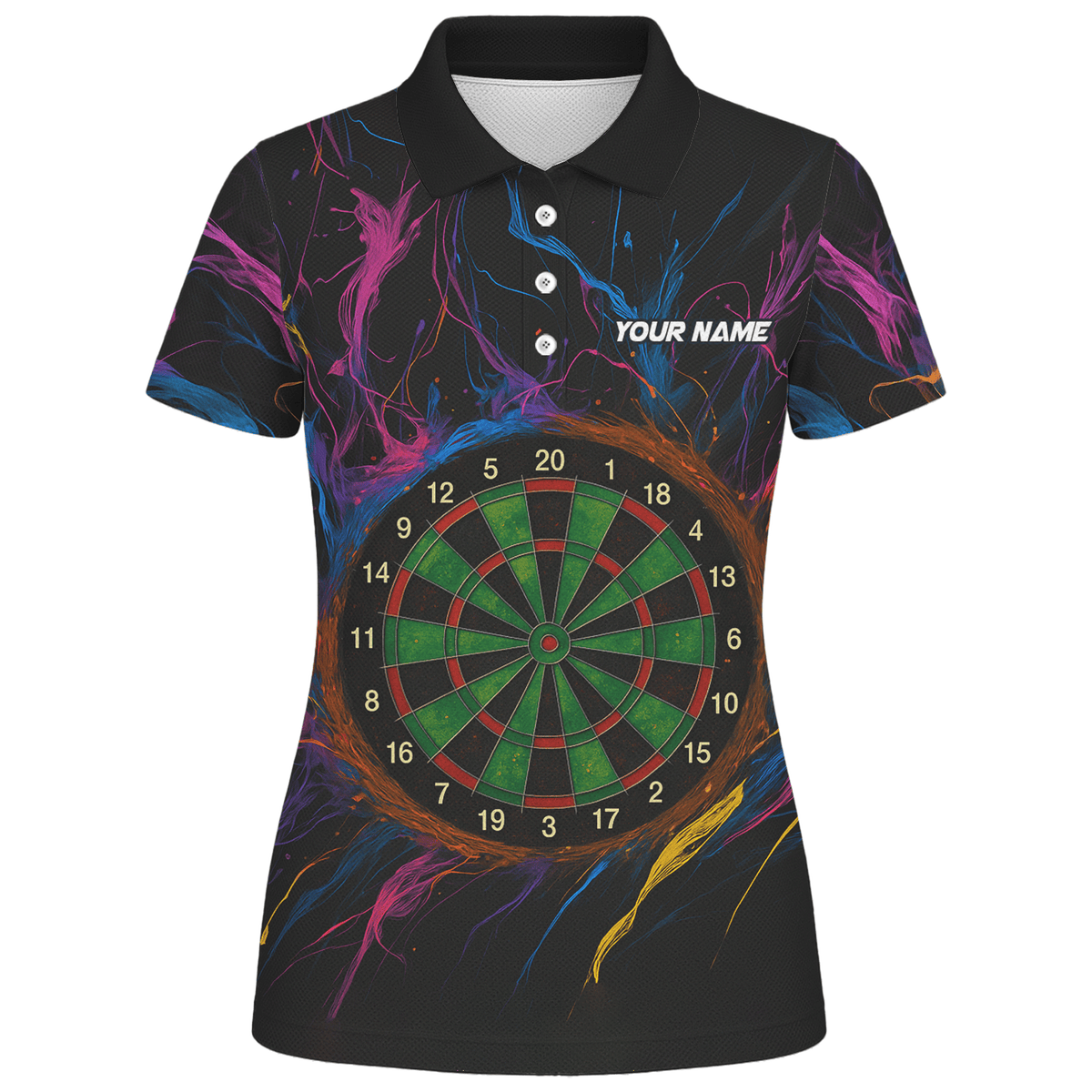 Personalized Black Rainbow Paint Splash Dart Polo Shirt For Women E9663 additional image 1